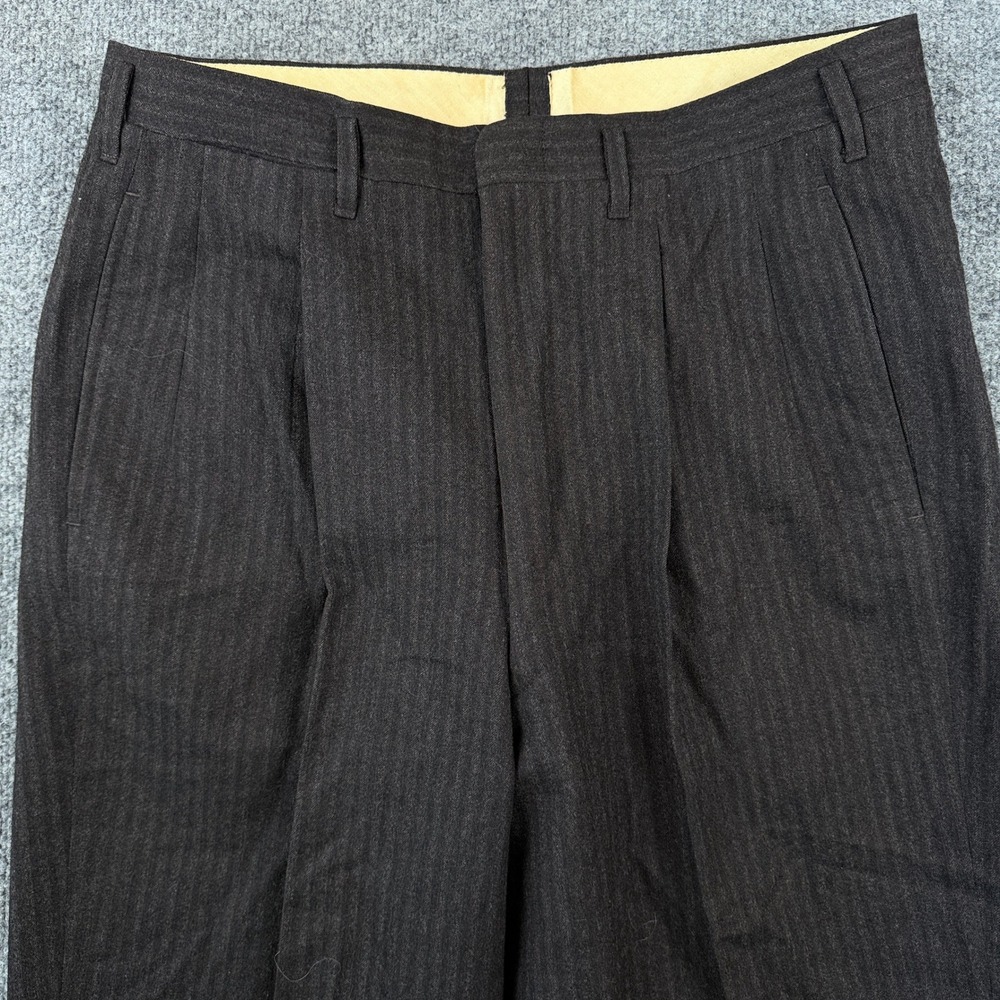 Vintage 40s 50s Drop Loop Pants Mens 32x28 Black Pleated Talon Wool Rockabilly